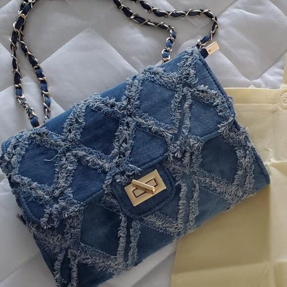 Neiman Marcus Distressed MKP Collection Denim Bag - Picture 4 of 6